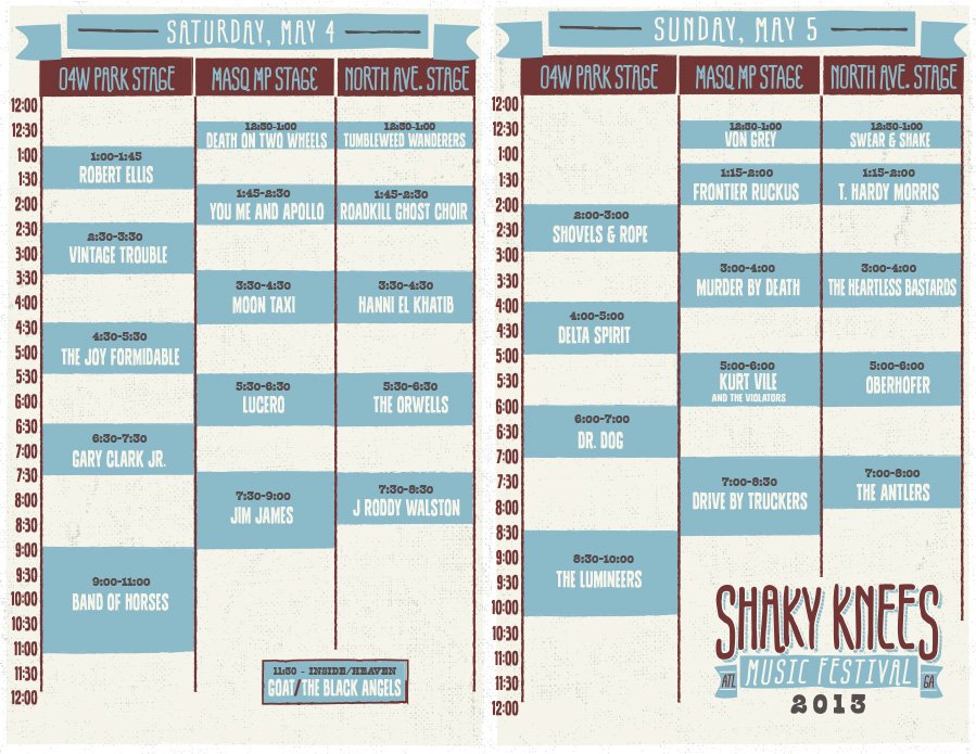 Shaky Knees Music Festival Schedule, 5/4 & 5/5