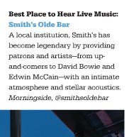 Smith’s Olde Bar – Voted “Best Place to Hear Live Music” in Atlanta by Jezebel Magazine Smith’s Olde Bar – Voted “Best Place to Hear Live Music” in Atlanta by Jezebel Magazine